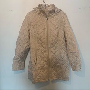 Laundry by Shelli Segal Cream Quilted Coat Removable Hood Women’s Size Large